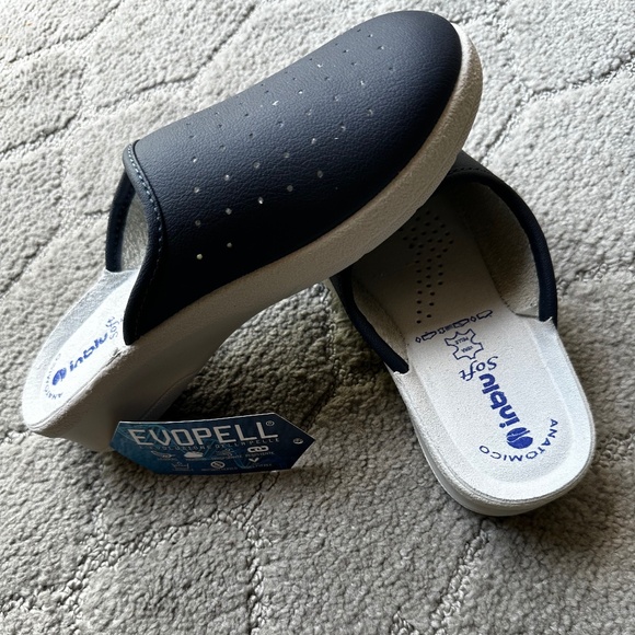 Beautiful Inblu anti shock made in Italy slip on Navy Blue clog Size 35 EU 5 USA - Picture 2 of 14